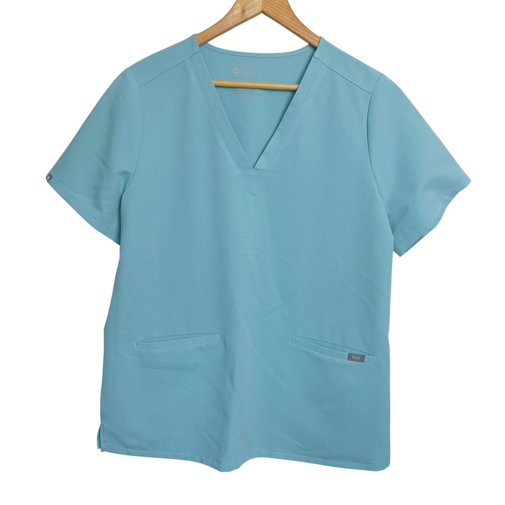FIGS Technical Collection Casma V-Neck Scrub Top Fresh Aqua #1764 Large